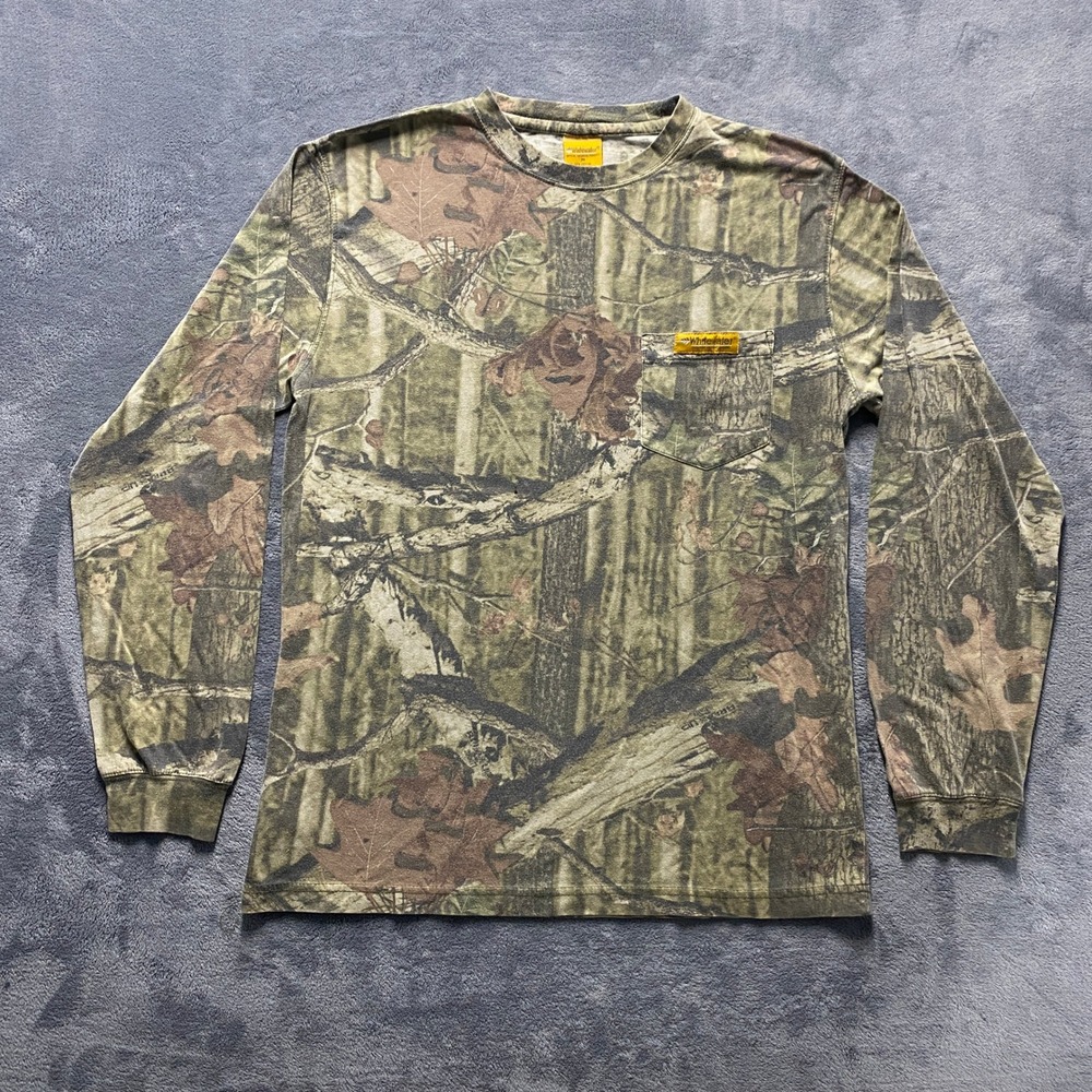 Whitewater Pocket T-Shirt Mens Medium‎ Camo Good Long Sleeve Break-Up Camouflage